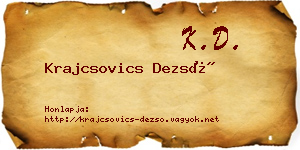 Krajcsovics Dezső névjegykártya