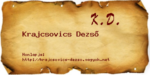 Krajcsovics Dezső névjegykártya